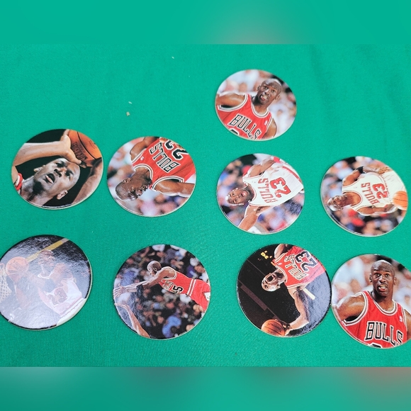 1995 Upper Deck Michael Jordan Mini Disc Pogs Milk Caps Lot of 9 Pogs Per SetE - Picture 1 of 10